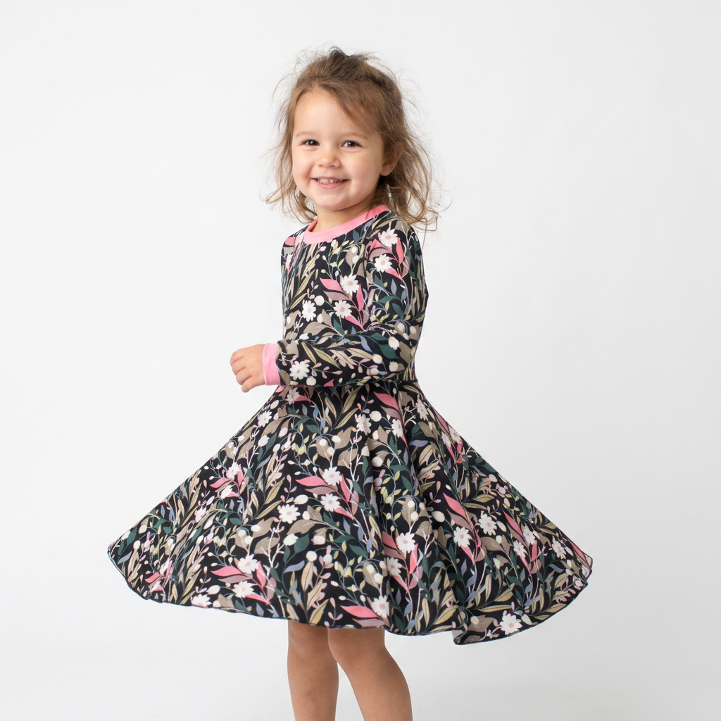 Langarmkleid | black Flower