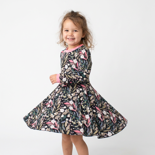 Langarmkleid | black Flower
