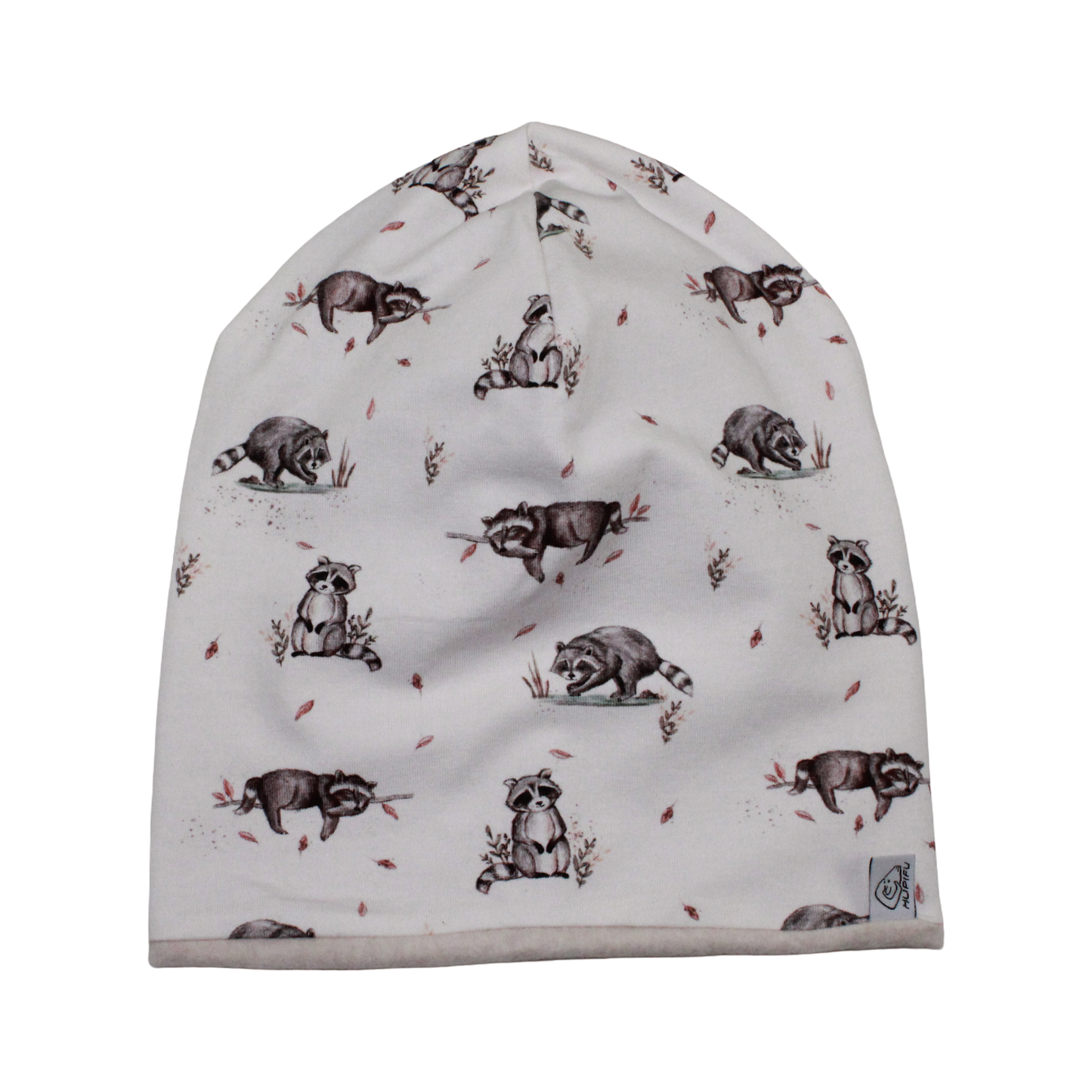 Wendebeanie | Waschbär weiß