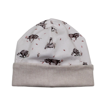 Wendebeanie | Waschbär weiß